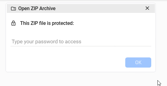 Die Passwortabfrage beim Öffnen eines BackupKit-Archivs: Diese ZIP-Datei ist geschützt