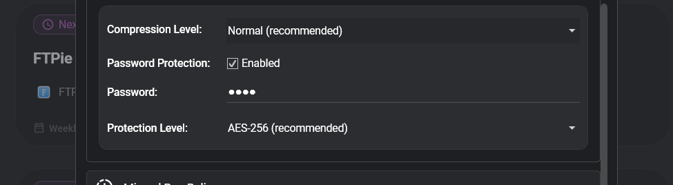 Encryption settings
