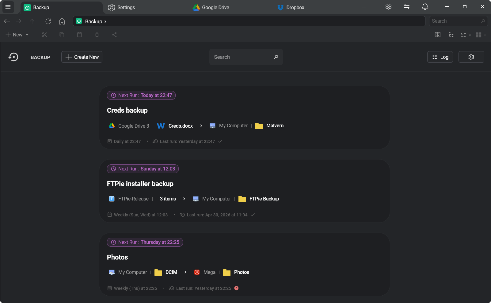 Backup health dashboard